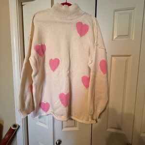 Cozy Pink Heart Sweater